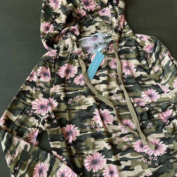 Floral Camo Camouflage Lightweight Lounge Hoodie - Picture 5 of 7
